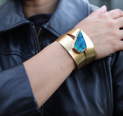 Blue Sugar Druzy Cuff Bracelet