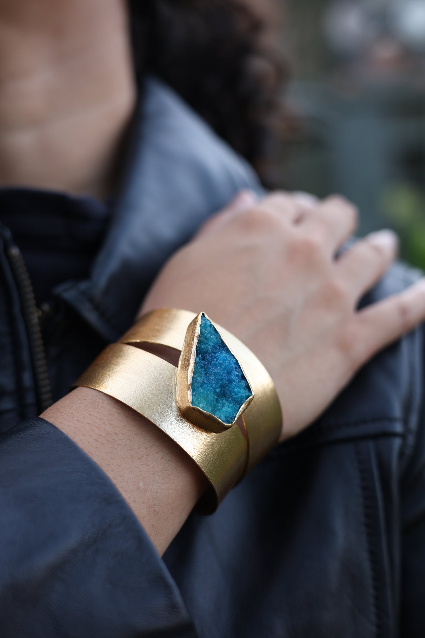 Blue Sugar Druzy Cuff Bracelet