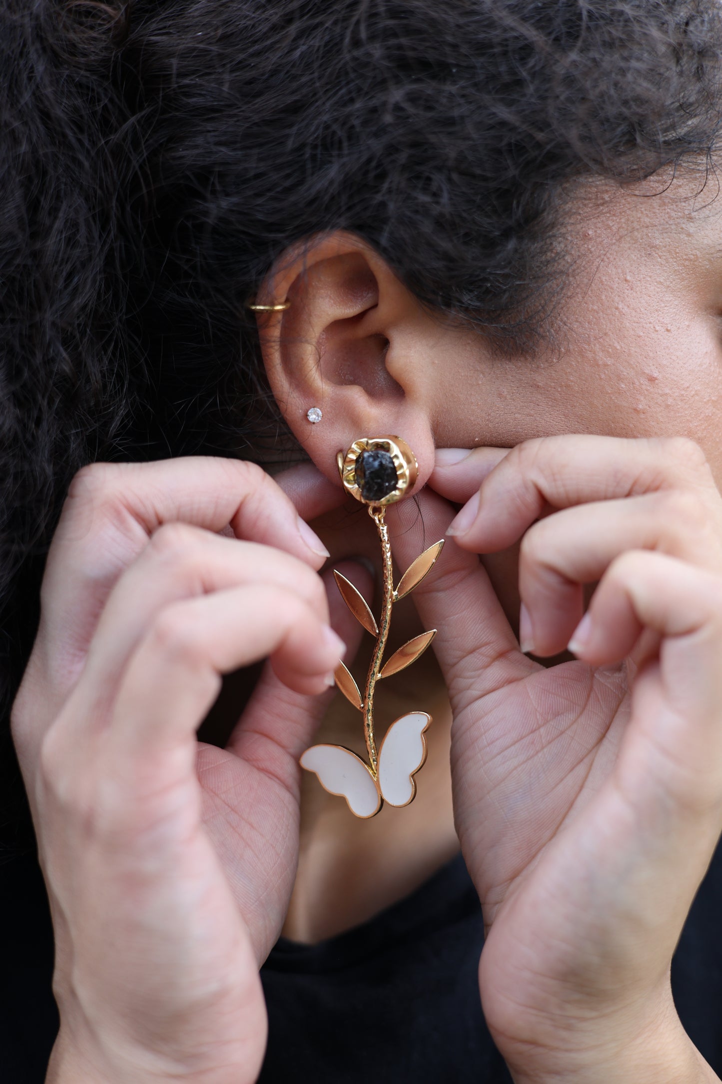 Raw Amethyst Butterfly Earrings