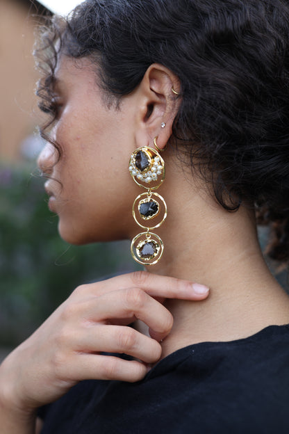 Triple Amethyst Earrings