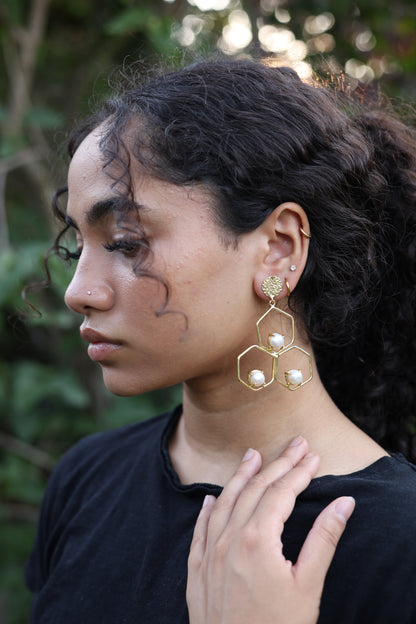 Octagon Mother of Pearl Earrings