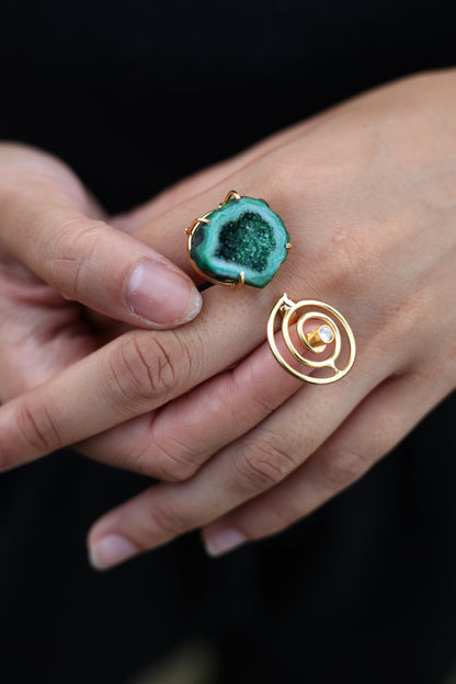 Emerald Geode Ring