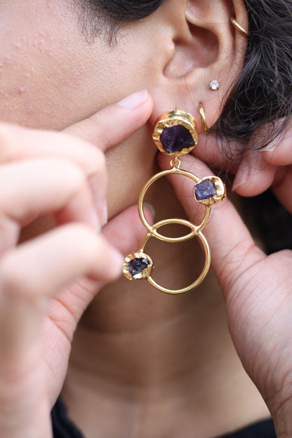 Violet Gemstone Link Earrings