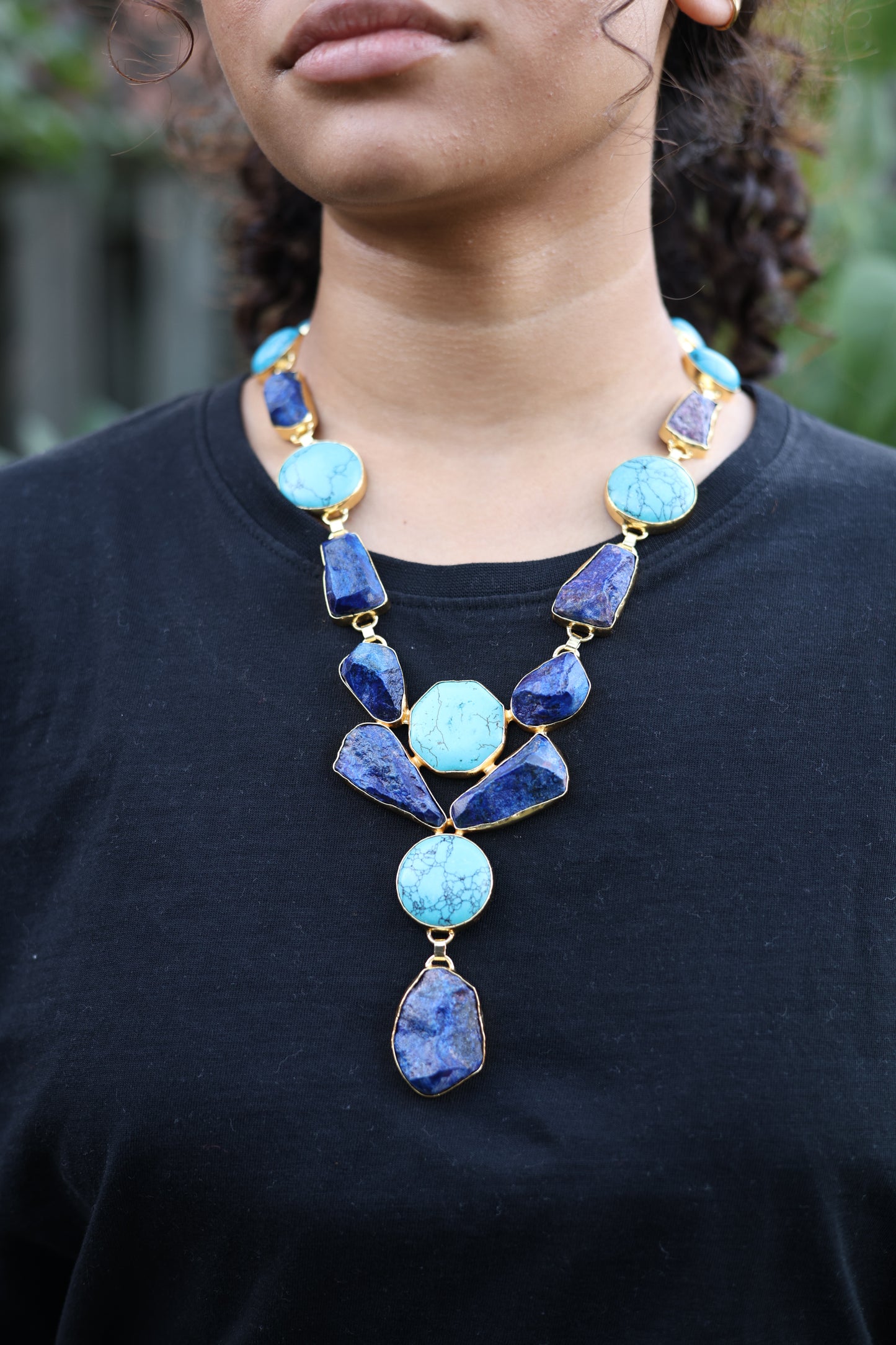Lapis Lazuli & Turquoise Dangle Necklace