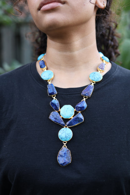 Lapis Lazuli & Turquoise Dangle Necklace