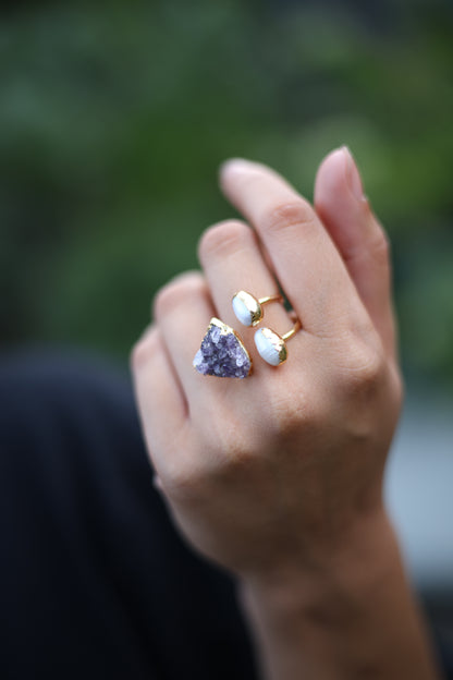 Two-Stone Raw Crystal Ring