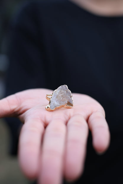 Raw Citrine Geode Ring