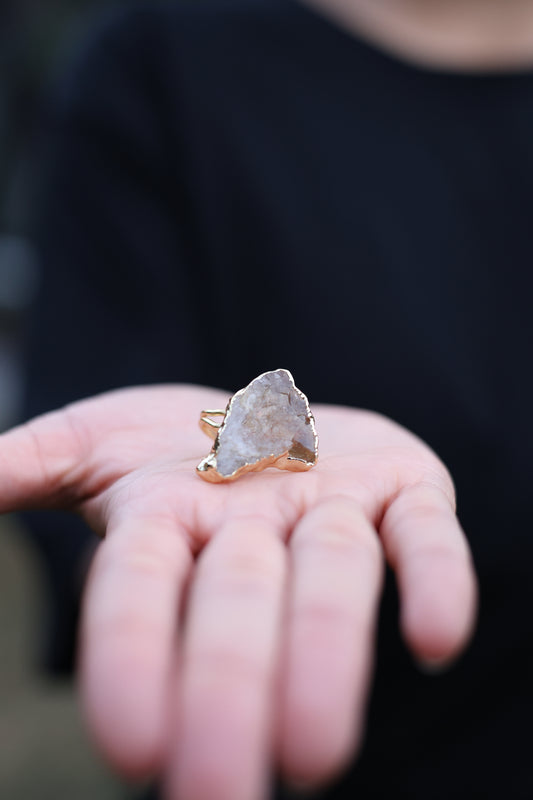 Raw Citrine Geode Ring