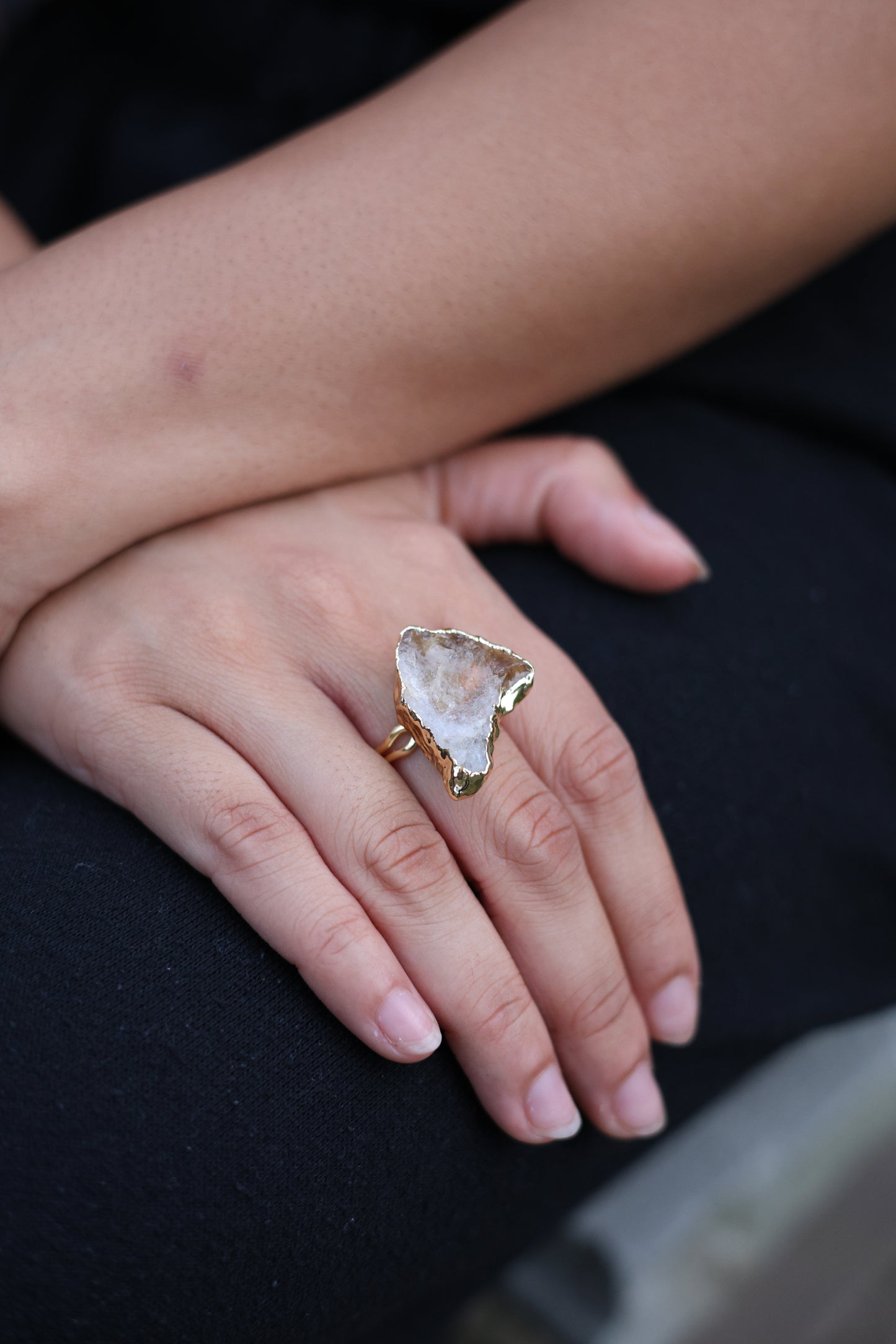 Raw Citrine Geode Ring