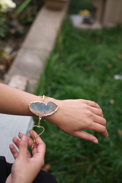 Gold Bar & Agate Slice Bracelet