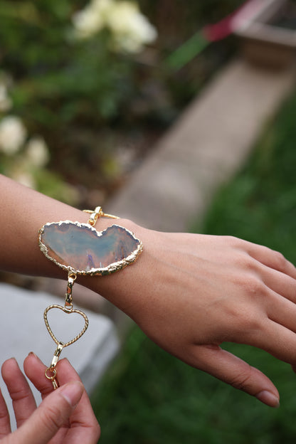 Gold Bar & Agate Slice Bracelet