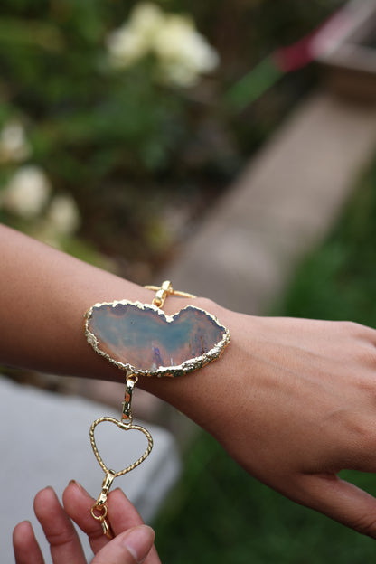 Gold Bar & Agate Slice Bracelet