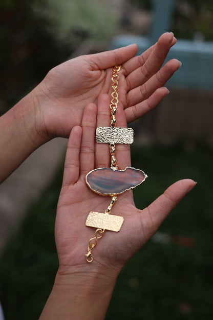 Gold Bar & Agate Slice Bracelet