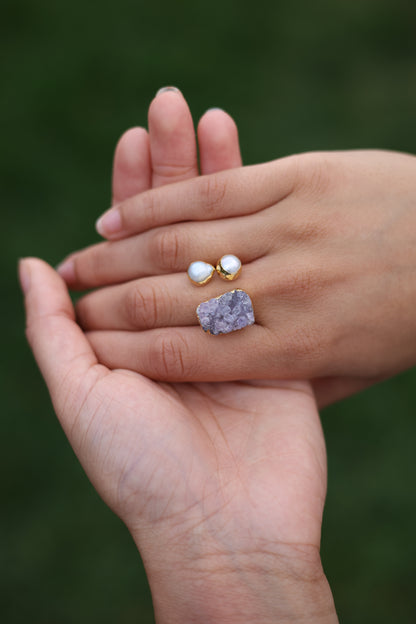 Two-Stone Raw Crystal Ring