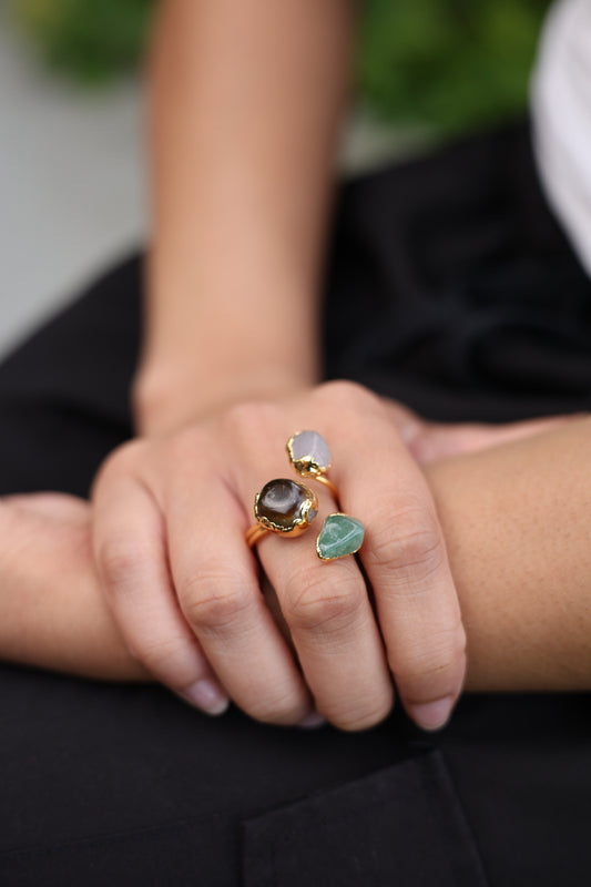 Trio Quartz Adjustable Ring