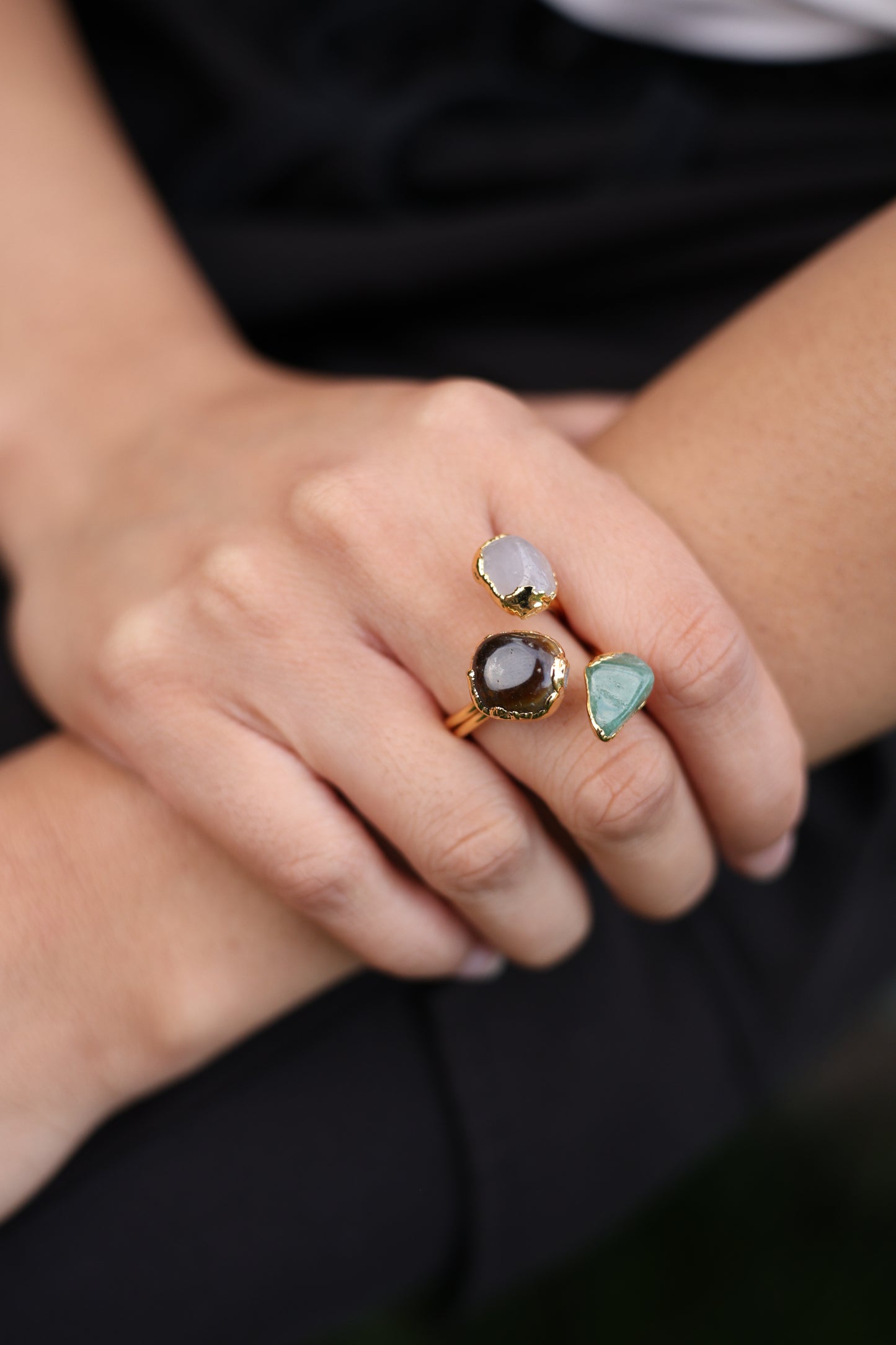 Trio Quartz Adjustable Ring