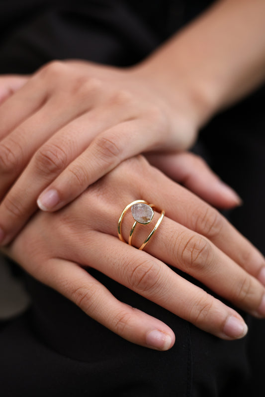 Minimalist Citrine Stone Ring