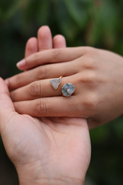 Two-Stone Raw Druzy Ring