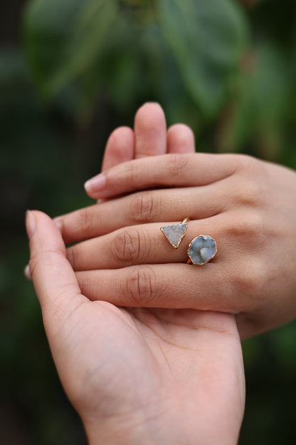 Two-Stone Raw Druzy Ring