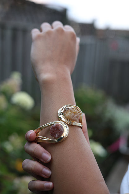 Modern Two-Tone Druzy Cuff Bracelet