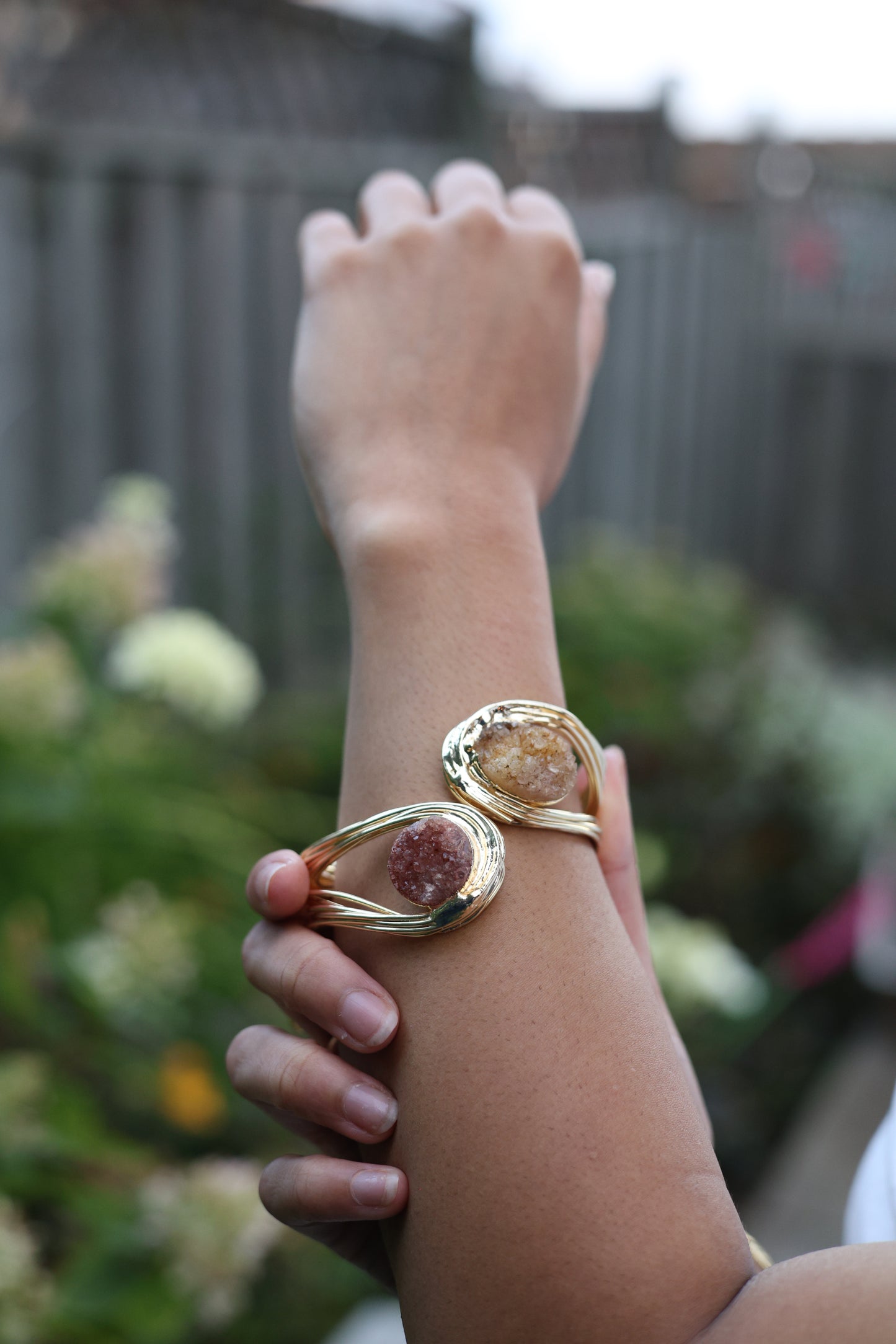 Modern Two-Tone Druzy Cuff Bracelet