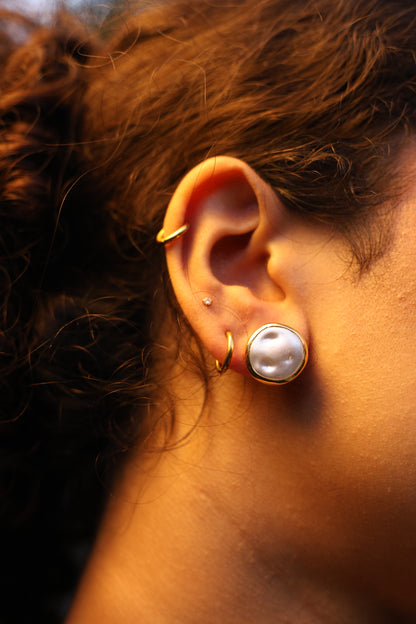 Minimalist Gold-Plated Pearl Stud Earrings