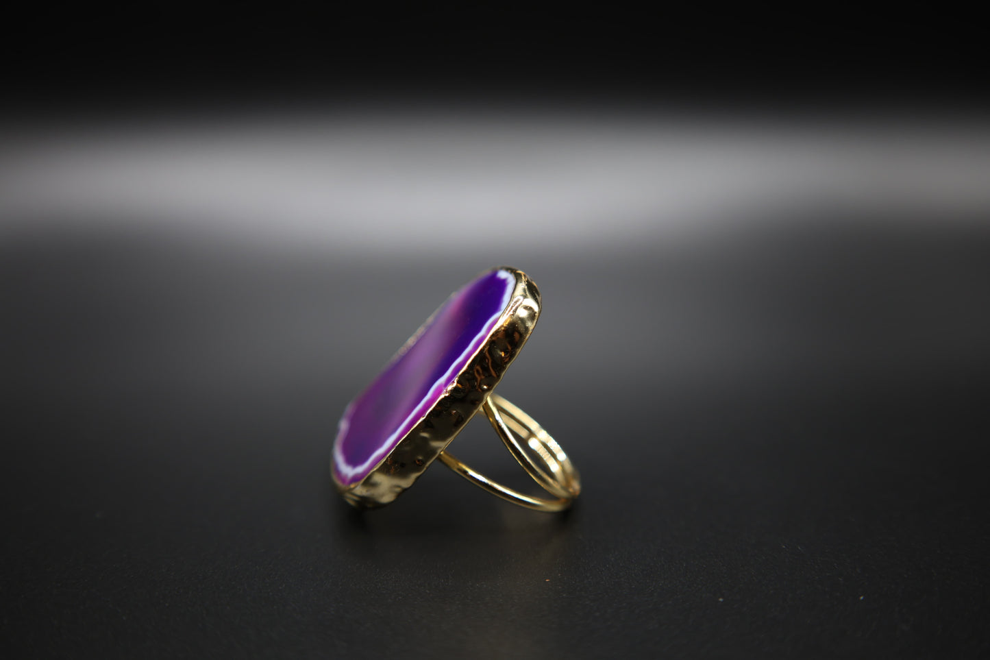 Pink Violet Agate Slice Geode Ring