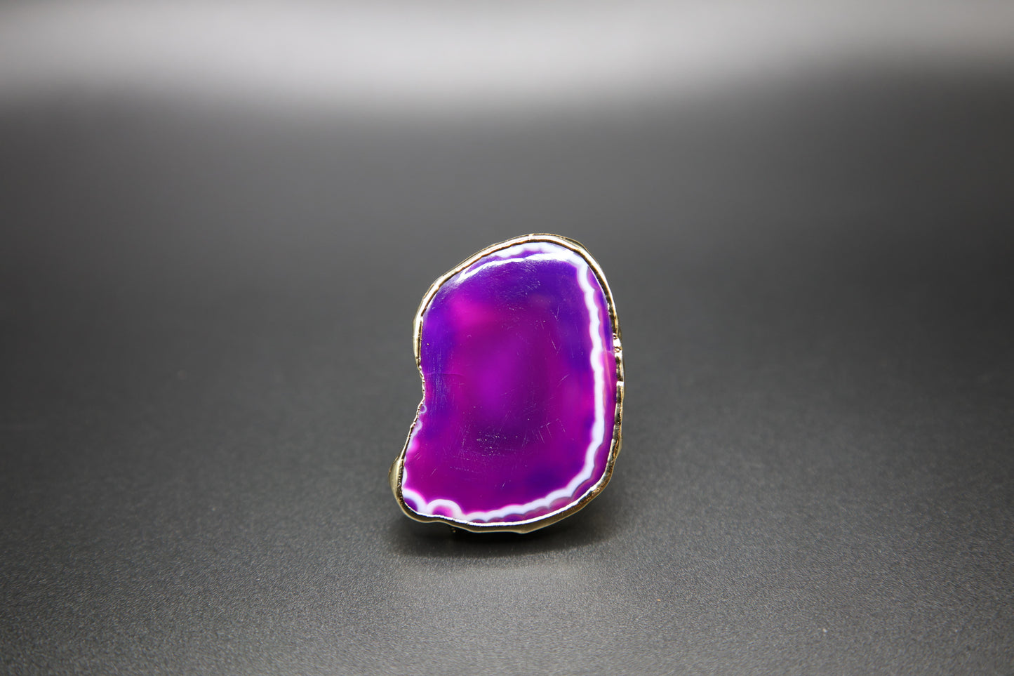Pink Violet Agate Slice Geode Ring