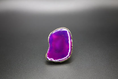 Pink Violet Agate Slice Geode Ring