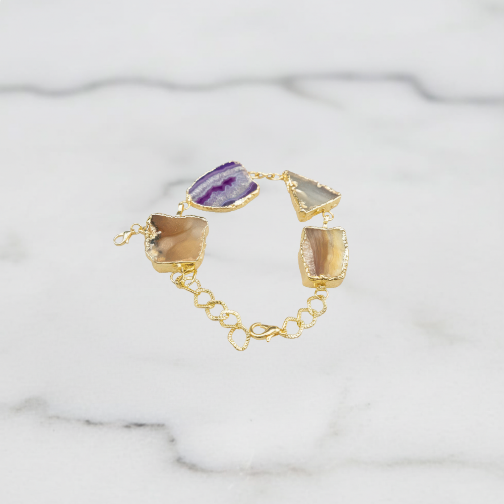 Striped Agate Stone Bracelet