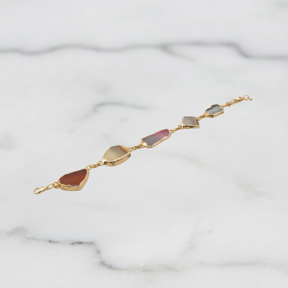 Multi-Color Natural Agate Slice Bracelet
