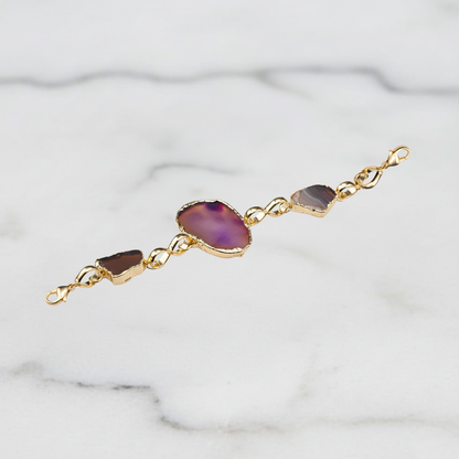 Vibrant Purple and Gray Agate Bracelet