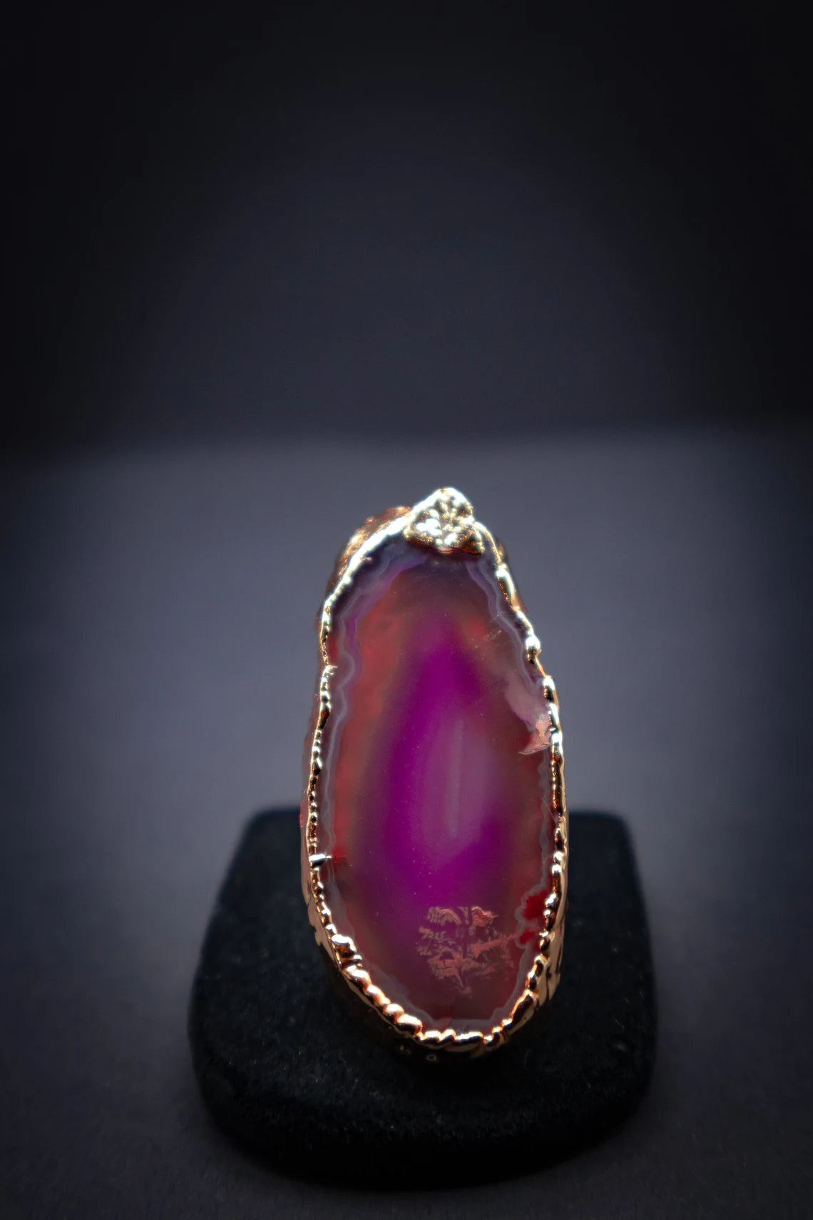 Pink Natural Agate Slice Ring