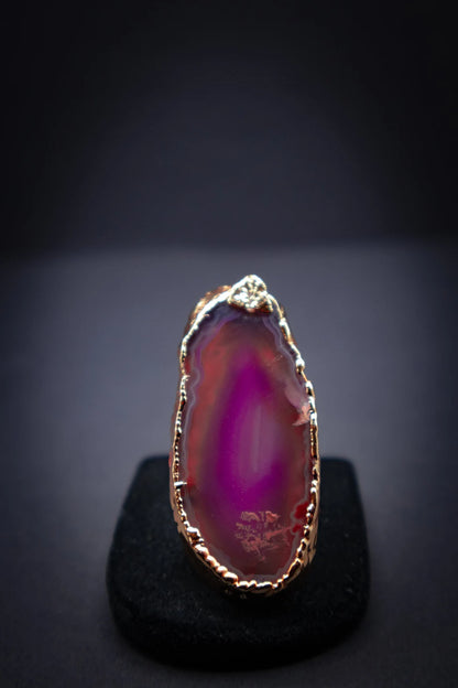 Pink Natural Agate Slice Ring