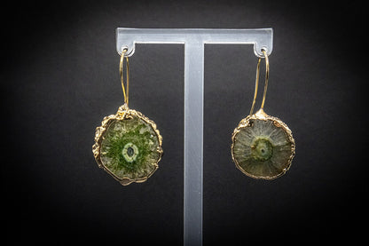 Green Agate Slice Earrings