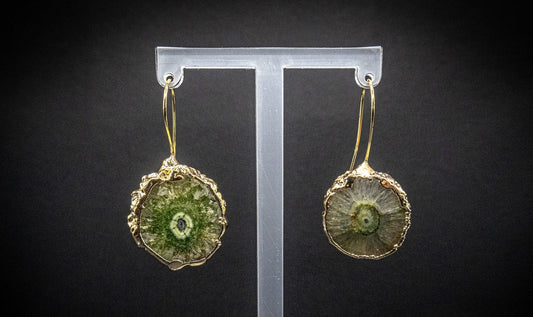 Green Agate Slice Earrings