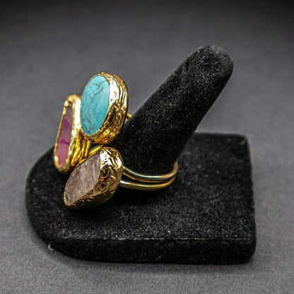 Three Natural Cat’s Eye Gemstone Ring