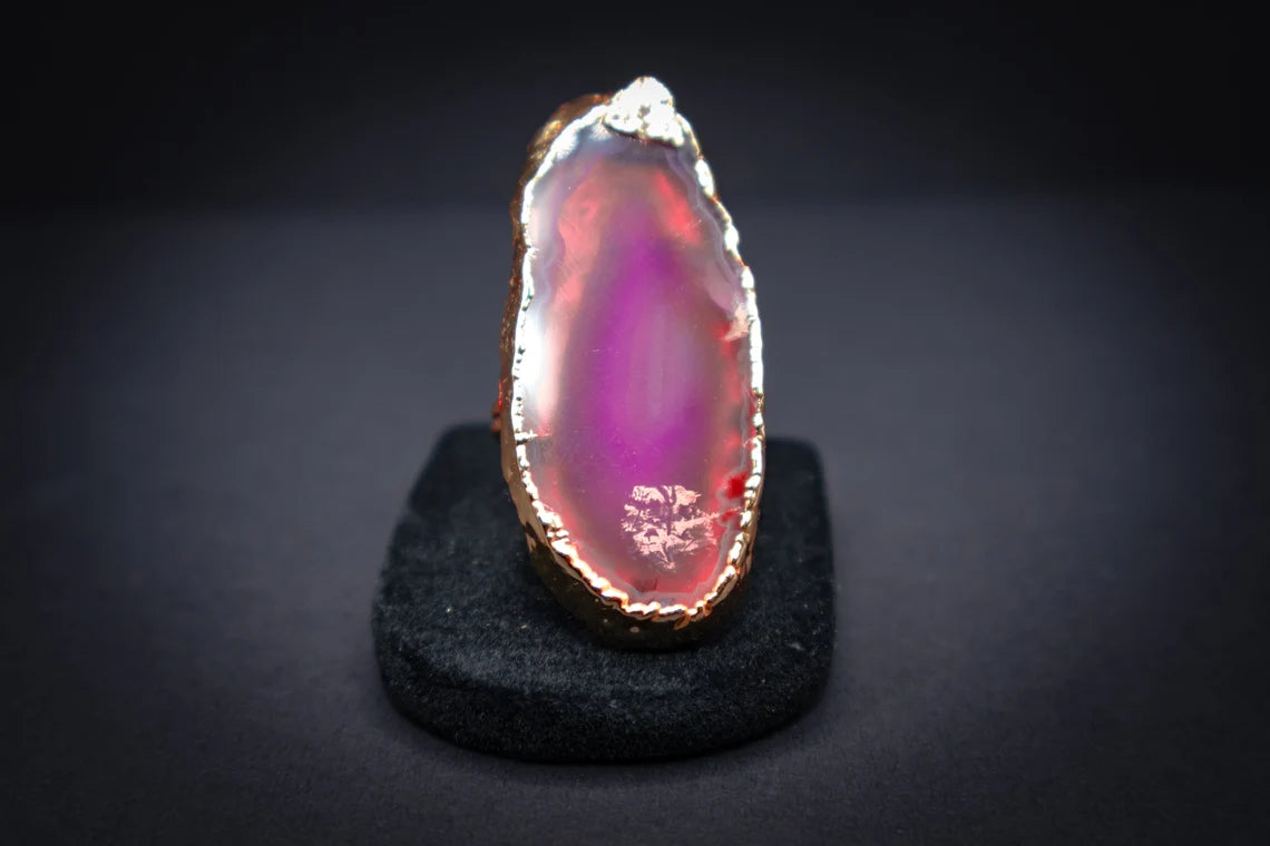 Pink Natural Agate Slice Ring
