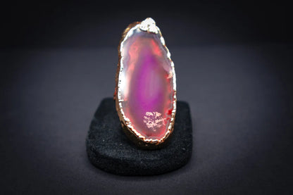 Pink Natural Agate Slice Ring