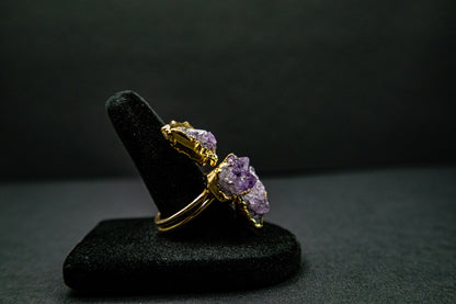 Three Raw Amethyst Ring