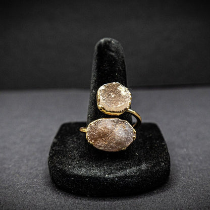 Natural raw Sugar Druzy Quartz Ring