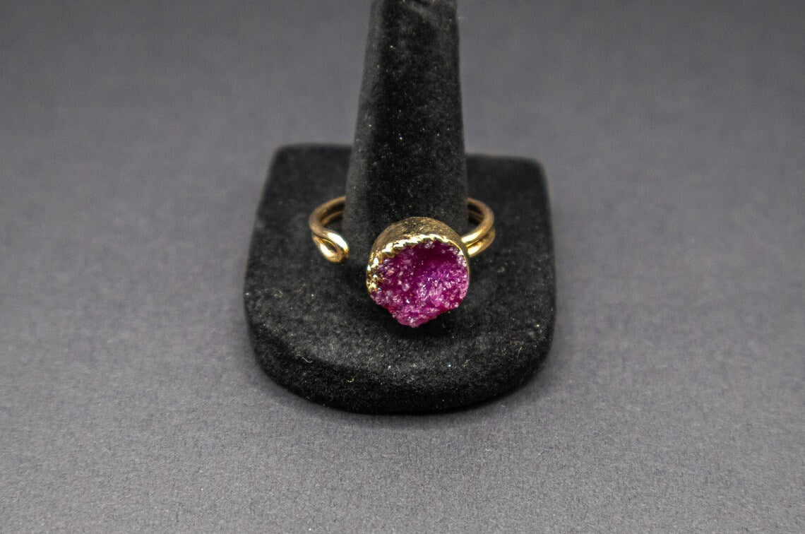 Purple Sugar Druzy Quartz Ring