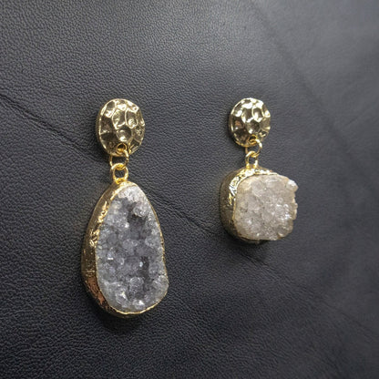 Mismatched Earrings With Sparkly Quartz