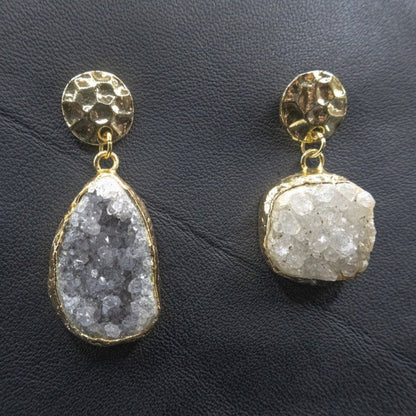 Mismatched Earrings With Sparkly Quartz