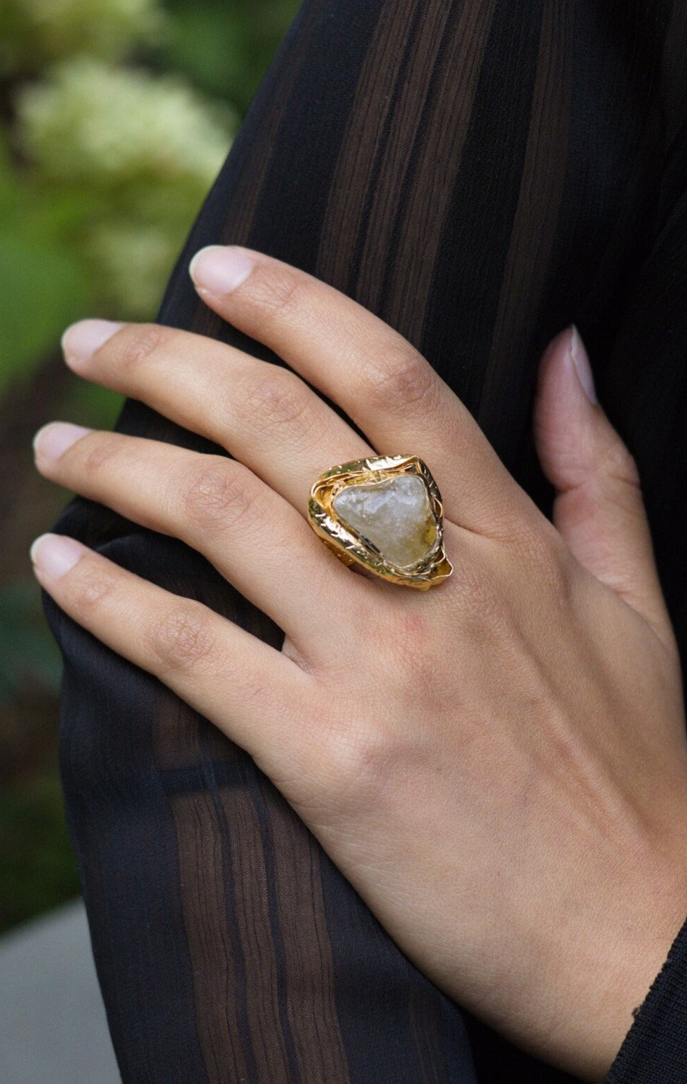 Raw Citrine Gemstone Ring