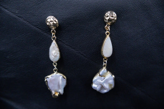 Raw Amethyst and Pearl Ring