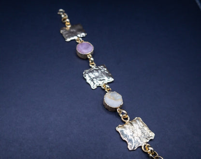 Blue Agate Slice Bracelet For Men