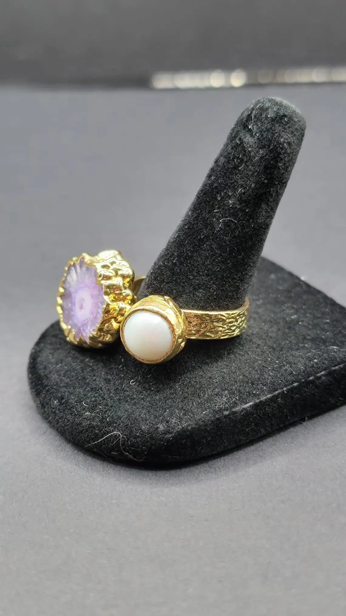 Agate Ring With Real Pearl