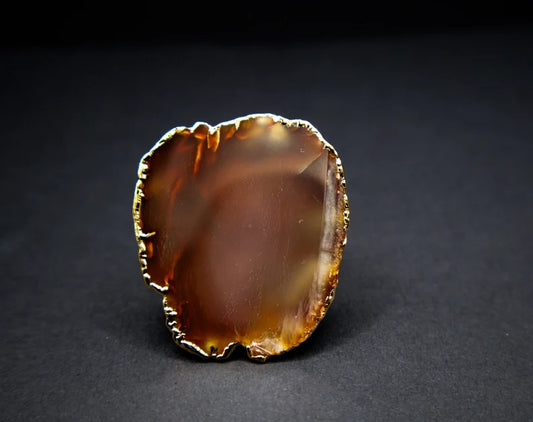 Brown Agate Slice Stone Ring