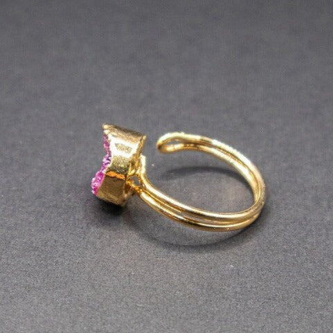 Purple Sugar Druzy Quartz Ring